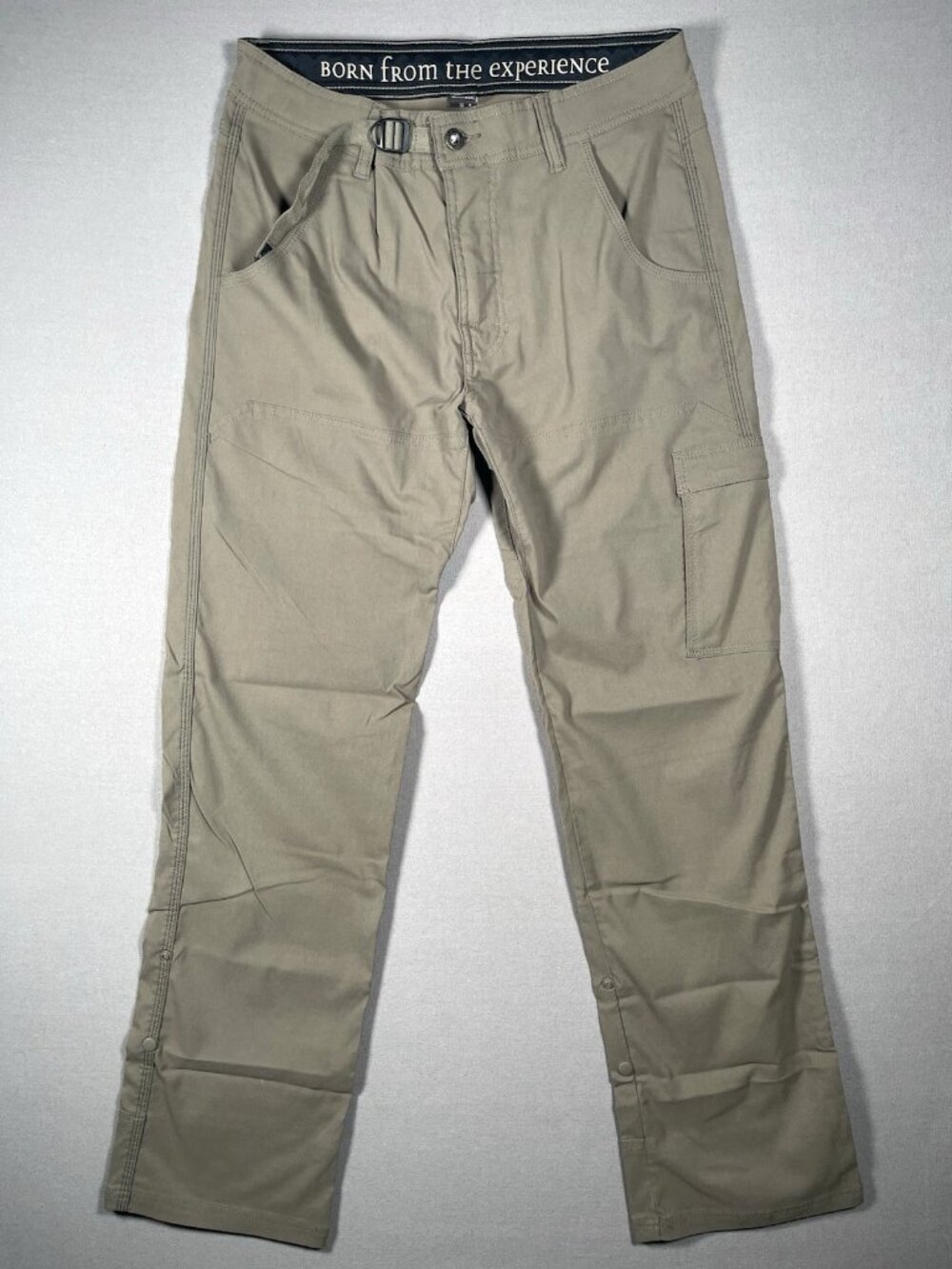 Prana Zion Belted Cargo Roll Up Snap Olive Green Pants -Men Small X 32 (31 X 32)